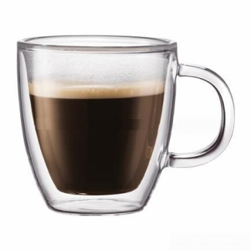 Large Capacity Double Wall Tea & Coffee Mugs 430ml/15oz,Heat Resistant Design, Dishwasher and Microwave Safe, Borosilicate Glass